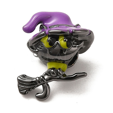 Halloween Brass Enamel European Beads X1-KK-A203-04A-B-1