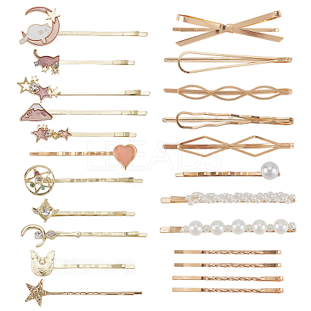 6 Bags 6 Styles Zinc Alloy Hair Bobby Pins PHAR-SP0001-01A-1