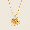 304 Stainless Steel Vintage Sun Spiral Pendant Necklaces for Women WV2737-1