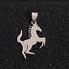 Boy Jewelry Original Color 201 Stainless Steel Blank Horse Pendants STAS-I032-227-2