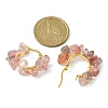 Natural Strawberry Quartz Chips Braided Hoop Earrings EJEW-JE04940-23-2