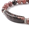 Natural Rhodonite Beads Charm Bracelets BJEW-K164-B07-3