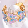 304 Stainless Steel Enamel Cuff Bangles for Women BJEW-P347-01G-B-2