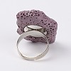 Adjustable Nuggets Lava Rock Gemstone Finger Rings RJEW-I013-01-3