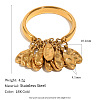 304 Stainless Steel Hammered Disc Tassel Finger Rings WGA14CA-01-1