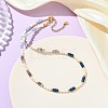 Natural Amethyst & Lapis Lazuli  & Synthetic Blue Lace Agate Heishi Beads and Natural Cultured Freshwater Pearl Rice Beaded Necklaces for Women NJEW-JN06294-02-1