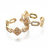 Brass Micro Pave Clear Cubic Zirconia Cuff Rings RJEW-S045-023G-NR-2