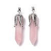 Natural Rose Quartz Big Pointed Pendants G-E059-03AS-08-2