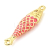 Brass Enamel Fish Connector Charms KK-H527-11G-07-2