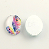 Feather Pattern Glass Flatback Oval Cabochons GGLA-R022-25x18-24-2