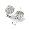 Square Brass Micro Pave Cubic Zirconia Stud Earrings Finding KK-E083-03P-2