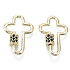 Brass Micro Pave Cubic Zirconia Screw Carabiner Lock Charms KK-R136-070A-NF-1