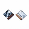 Transparent Resin & Walnut Wood Pendants RESI-T035-31D-2