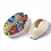 Printed Natural Cowrie Shell Beads X-SSHEL-R047-01-D05-3