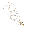 Vintage 304 Stainless Steel Pave Clear Cubic Zirconia Religion Filigree Cross Pendant Necklaces NA2735-5