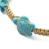 Ocean Theme Starfish Tortoise Synthetic Turquoise Beaded Anklets for Women AJEW-AN00554-01-3
