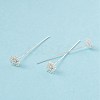 Brass Micro Pave Clear Cubic Zirconia Flower Head Pins KK-G413-02S-2