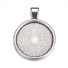 Flat Round Alloy Pendant Cabochon Settings PALLOY-A15654-AS-1