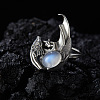 925 Sterling Silver with Natural Moonstone Finger Rings WGB2E64-09-1