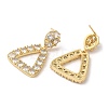 Cubic Zirconia Teardrop with Triangle Dangle Stud Earrings EJEW-Q769-05G-2