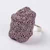 Adjustable Nuggets Lava Rock Gemstone Finger Rings RJEW-I013-01-2