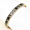 304 Stainless Steel Black Enamel Roman Numerals Open Cuff Bangles for Women SA-CBAC920-14G-3