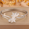 304 Stainless Steel Star Open Hinged Cuff Bangles for Women WG5645C-02-1