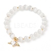 Round Cat Eye Beads Stretch Charm Bracelets BJEW-JB05578-01-1