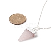 Natural Rose Quartz Geometry Pendant Necklace NJEW-JN04239-02-2