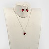 Heart Glass Pendant Necklaces & Dangle Earrings Jewelry Sets SJEW-JS00881-7