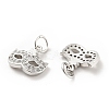 Mask Brass Micro Pave Clear Cubic Zirconia Charms KK-G425-08P-2