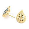 Teardrop Rack Plating Brass Micro Pave Cubic Zirconia Stud Earrings for Women EJEW-F326-20G-2