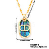 Retro Brass with Natural Paua Shell Oval Pendant Necklaces LY2705-2-2