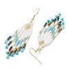 Woven Seed Beads & Natural Magnesite Tassel Earrings EJEW-MZ00154-04-4