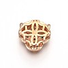 Rack Plating Brass Micro Pave Cubic Zirconia Leopard Hollow Beads ZIRC-I012-18RG-RS-2