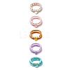 3Pcs 3 Style Natural Gemstone & Acrylic Word Love Beaded Stretch Bracelets Set with Alloy Enamel Heart Charms BJEW-JB08924-1