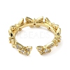 Brass with Cubic Zirconia Open Cuff Rings RJEW-Z017-02G-3