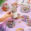 DIY Cattle & Flower Pattern Coaster Diamond Painting Kits DIY-TAC0016-53-8