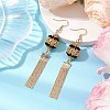 Glass Seed Beads & Brass Tassel Dangle Earrings EJEW-MZ00289-2