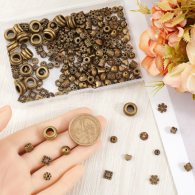 300Pcs 15 Styles Tibetan Style Alloy Beads Set FIND-SP0002-16D-1