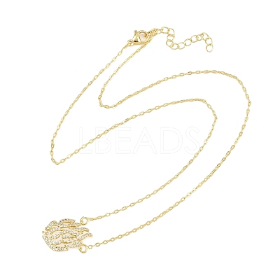 Brass Micro Pave Clear Cubic Zirconia Flame Pendant Adjustable Slider Necklaces KK-CBA4547-10G-1