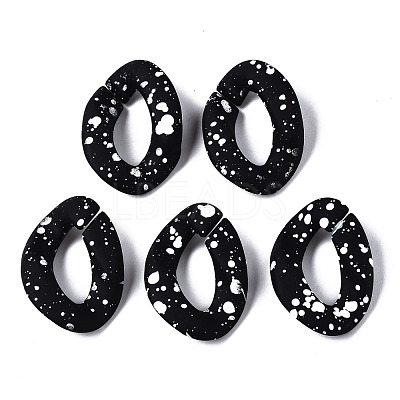 Spray Painted CCB Plastic Linking Rings X-CCB-Q091-018B-1