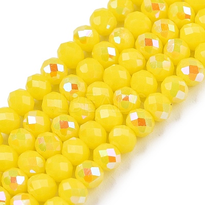 Electroplate Opaque Solid Color Glass Beads Strands EGLA-A044-P3mm-L04-1