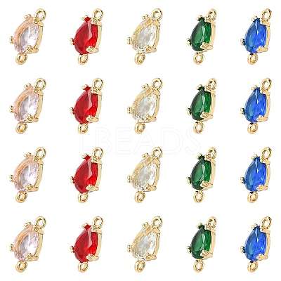 10Pcs 5 Colors Transparent Glass Links/Connectors GLAA-YW0004-42-1