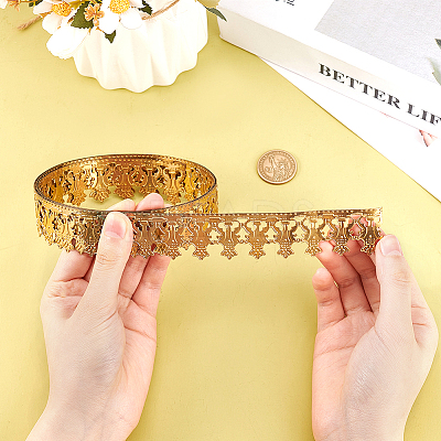 Crown Brass Ribbon for Lamp Cover Decoration AJEW-WH0348-381A-1