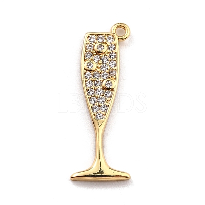 Brass Micro Pave Clear Cubic Zirconia Pendants KK-M222-08G-1