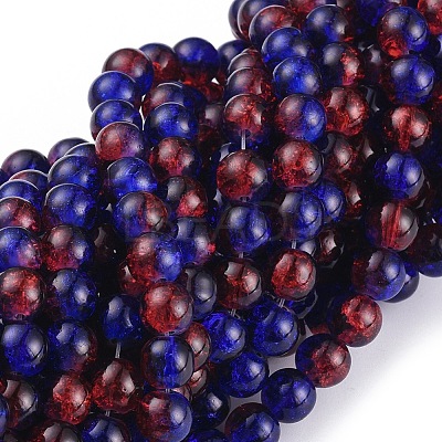 Spray Painted Crackle Glass Beads Strands X-CCG-Q002-8mm-12-1