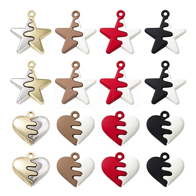 16Pcs 8 Style Spray Painted Alloy Pendants FIND-LS0001-63-1