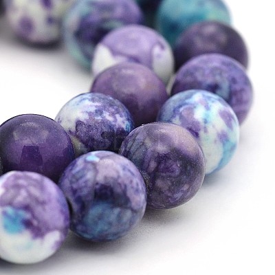 Synthetic Ocean White Jade Round Bead Strands X-G-M165-6mm-01-1