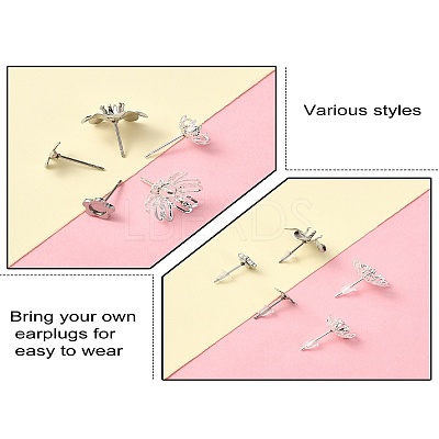 30Pcs 5 Styles 304 Stainless Steel Stud Earring Findings STAS-YW0001-87-1